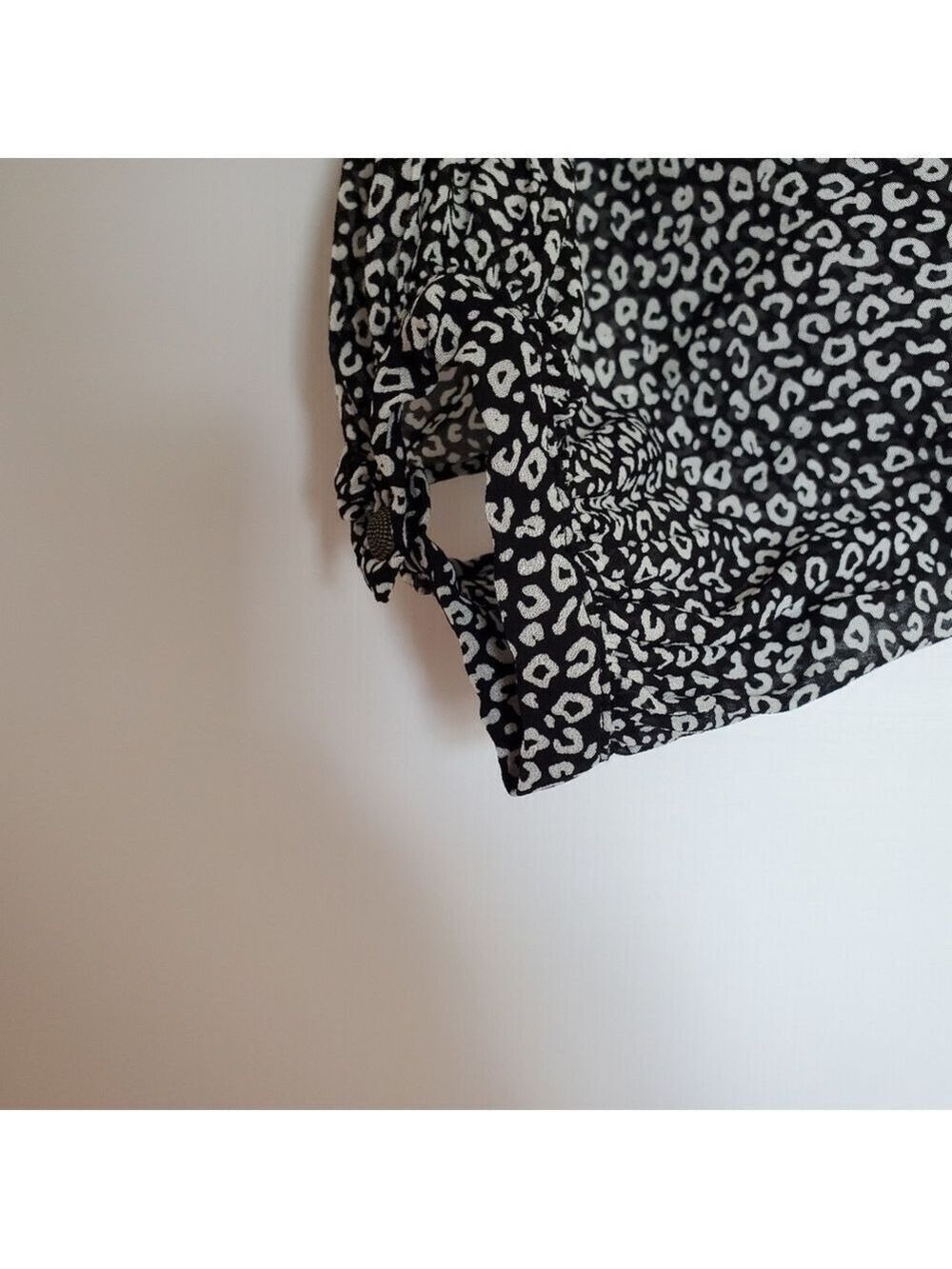ANTHROPOLOGIE MAEVE 'CAROLYN' DRESS MINI LEOPARD PRINT BLK WHT WOMENS (XS) - Picture 14 of 15